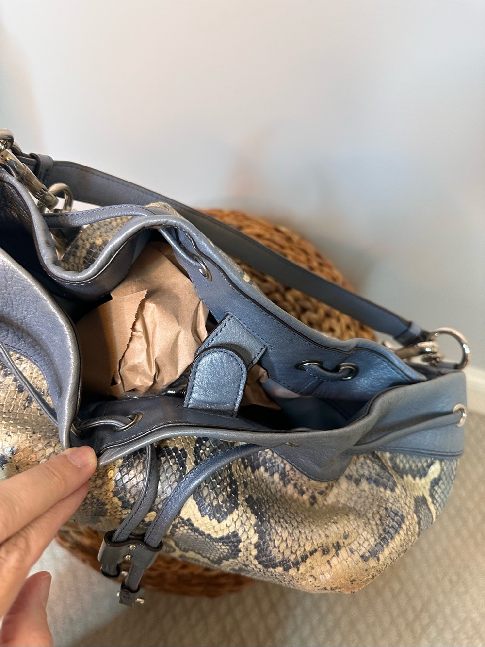 Coach Madison Marielle Python-Embossed Drawstring Shoulder Bucket Bag 17019 - Picture 10 of 14